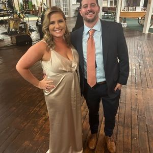 Satin gold champagne dress